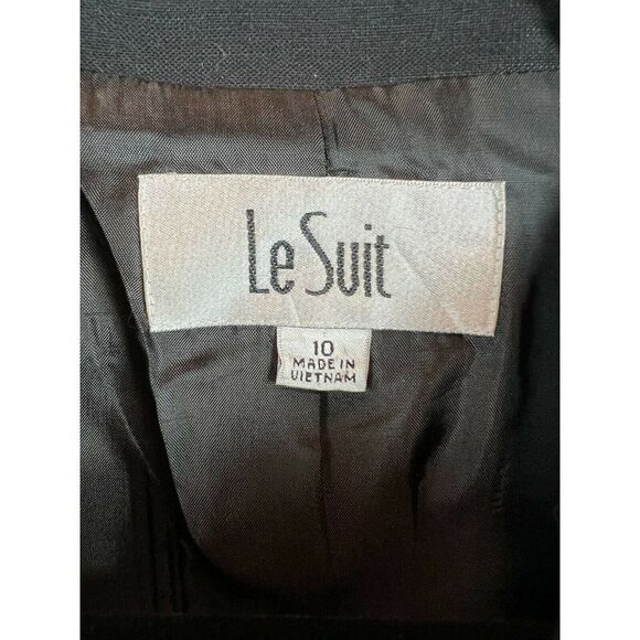 LE SUIT black linen blend lined stitch open front classic jacket cardigan 10 - Picture 4 of 8
